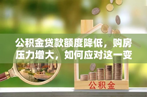 鄢陵公积金贷款额度降低，购房压力增大，如何应对这一变化？